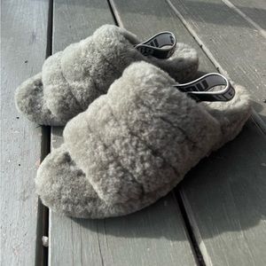 UGG UGGS Oh Fluffita Fluff  Yeah Slide Gray Grey  Slingback Size 8